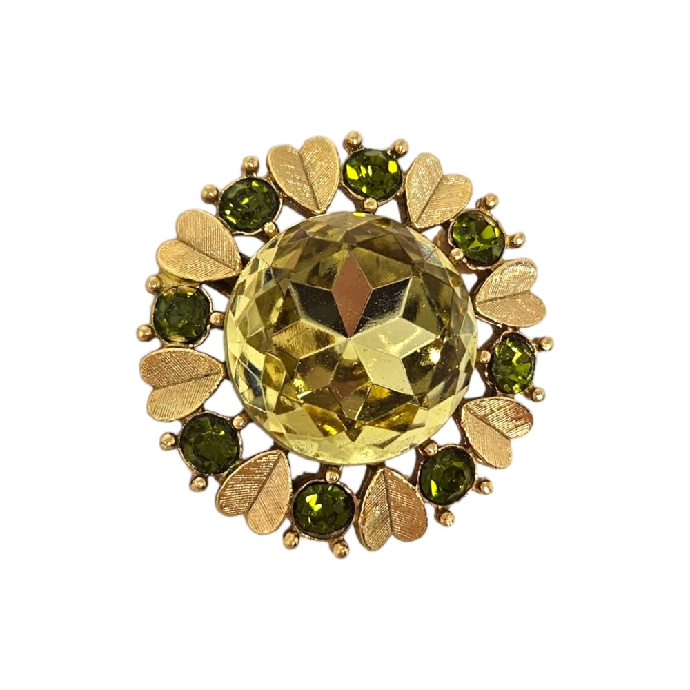 Vintage Avon Sun Brilliants Brooch Pendant Convertible Rhinestone Gold Tone 1974